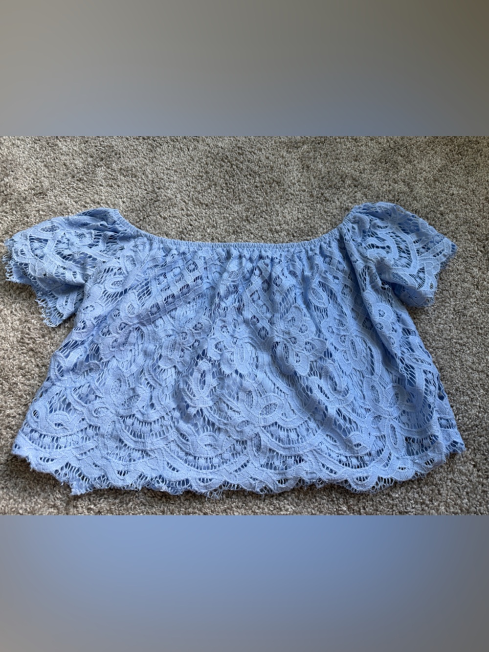 Express Light Blue Lace Off-Shoulder Top